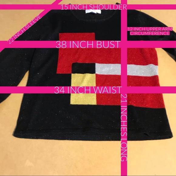VINTAGE 1990'S PETITE SOPHISTICATE RED & BLACK W/METALLIC ACCENTS SWEATER (MP) - Picture 14 of 15